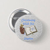 Boys Christenings Book Ronde Button 5,7 Cm (Voorkant /achterkant)