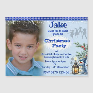 Boy's Christmas Party aangepaste foto Magneet Uitn Magnetische Uitnodiging
