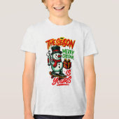 Boys’ Christmas Snowman Cool Holiday Tri-Blend Shirt (Voorkant)