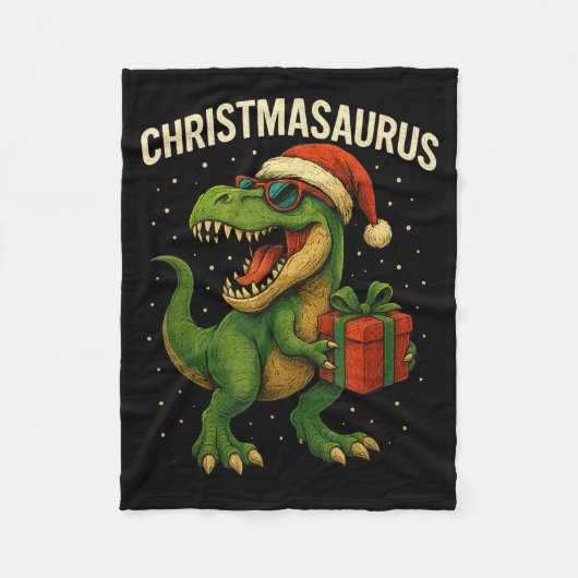Boys Christmasaurus Christmas Dinosaur Dino Family Fleece Deken (Voorkant)
