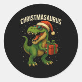 Boys Christmasaurus Christmas Dinosaur Dino Family Ronde Sticker (Voorkant)