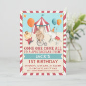 Boys Circus Birthday Party Invitation Kaart (Staand voorkant)