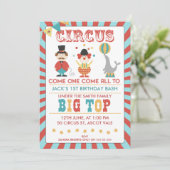 Boys Circus Birthday Party Invitation Kaart (Staand voorkant)