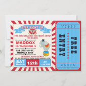 Boys Circus Ticket Birthday Party Invitation Kaart (Voorkant)