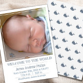 Boys Classic Square Photo Simple Birth Aankondiging