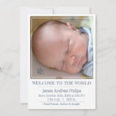 Boys Classic Square Photo Simple Birth Aankondiging (Voorkant)