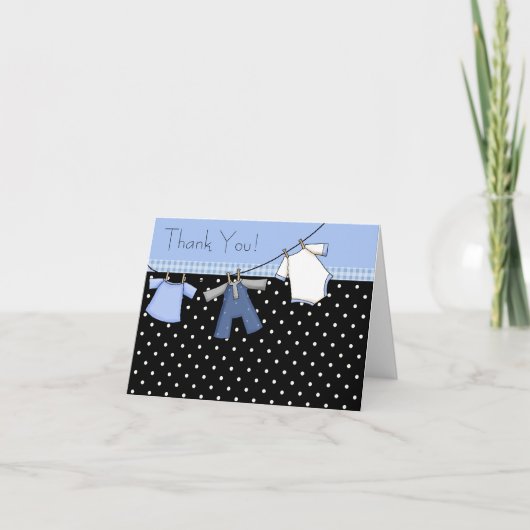 Boys Clothesline Baby shower Bedankt Kaarten (Voorkant)
