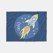 Boys Colorful Blue Rocket Space Galaxy Kinder Fleece Deken (Voorkant (Horizontaal))