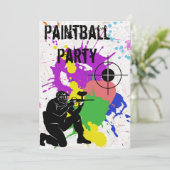 Boys Colorful Paintball 10th Birthday Party Kaart (Staand voorkant)