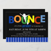 Boys Colorful Trampoline Bounce Party Uitnodiging (Voorkant / Achterkant)
