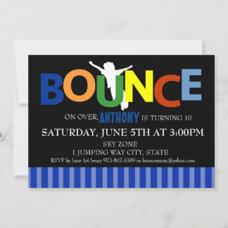 Boys Colorful Trampoline Bounce Party Uitnodiging