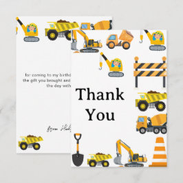 Boys Construction Birthday Party Theme Bedankkaart
