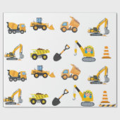 Boys Construction Birthday Party Theme Cadeaupapier (Vlak)