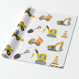 Boys Construction Birthday Party Theme Cadeaupapier