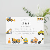 Boys Construction Birthday Party Theme Kaart (Staand voorkant)