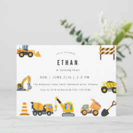 Boys Construction Birthday Party Theme Kaart