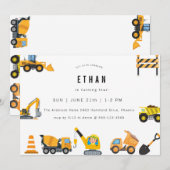 Boys Construction Birthday Party Theme  Kaart (Voorkant / Achterkant)