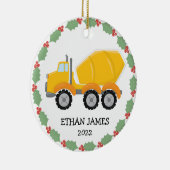 Boys Construction Cement Mixer Truck kerst Keramisch Ornament (Rechts)