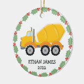 Boys Construction Cement Mixer Truck kerst Keramisch Ornament (Links)