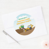 Boy's Construction Digger Dump Truck Verjaardagsfe Ronde Sticker (Envelop)