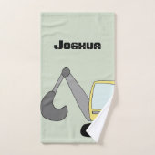 Boys Construction Digger Excavator and Name Kinder Bad Handdoek (Handdoek)