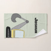 Boys Construction Digger Excavator and Name Kinder Bad Handdoek (Handdoek)