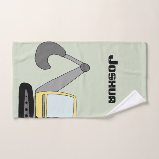 Boys Construction Digger Excavator and Name Kinder Bad Handdoek (Handdoek)