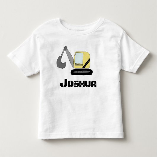 Boys Construction Digger Excavator Doodle en Name Kinder Shirts (Voorkant)