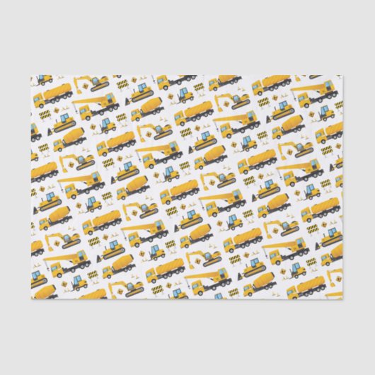 Boys Construction Dump Trucks Party Supply Tissuepapier (Voorkant)