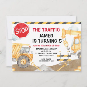 Boys Construction StopThe Traffic Birthday Kaart