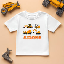 Boys Construction Vehicles Personalized T-shirt