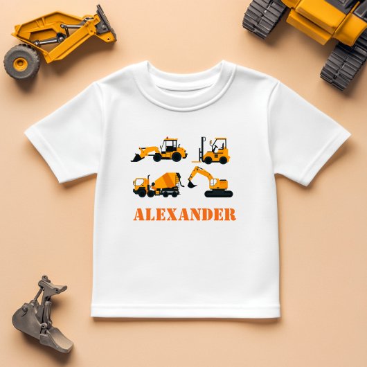 Boys Construction Vehicles Personalized T-shirt