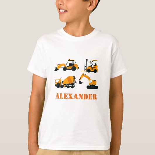 Boys Construction Vehicles Personalized T-shirt (Voorkant)
