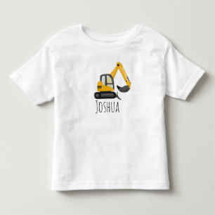 Boys Construction Zone Digger Excavator and Name Kinder Shirts