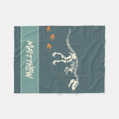 Boys Cool Blue Dinosaur Fossil Kinder Fleece Deken (Voorkant (Horizontaal))