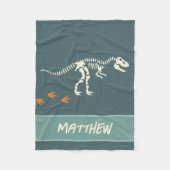 Boys Cool Blue Dinosaur Fossil Kinder Fleece Deken (Voorkant)