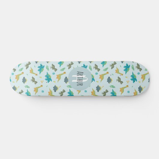 Boys Cool Blue Dinosaur Pattern Kinder Persoonlijk Skateboard (Horizontaal)