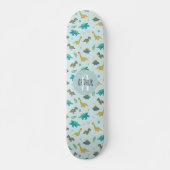 Boys Cool Blue Dinosaur Pattern Kinder Persoonlijk Skateboard (Voorkant)