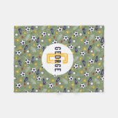 Boys Cool Blue Football Soccer Sports Kids Fleece Deken (Voorkant (Horizontaal))