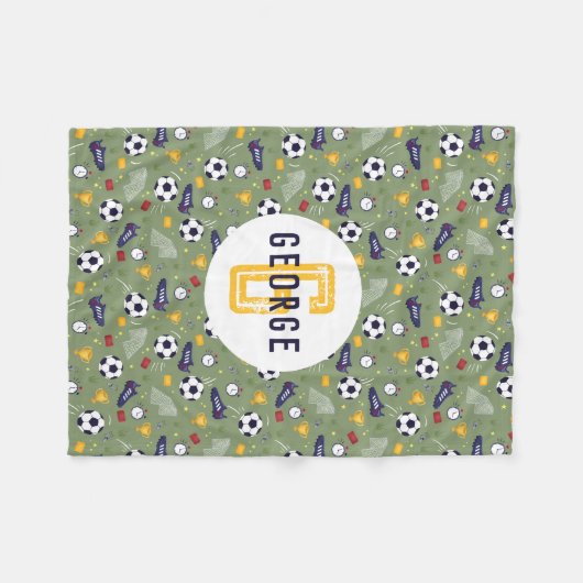 Boys Cool Blue Football Soccer Sports Kids Fleece Deken (Voorkant (Horizontaal))