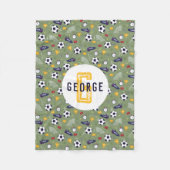 Boys Cool Blue Football Soccer Sports Kids Fleece Deken (Voorkant)