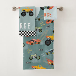 Boys Cool Blue Racing Car Kinder Bad Handdoek