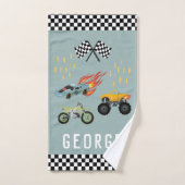 Boys Cool Blue Racing Car Kinder Bad Handdoek (Handdoek)