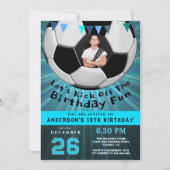 Boys Cool Blue Sporty Custom Photo Birthday Kaart (Voorkant)