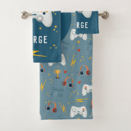 Boys Cool Blue Videogame Kinder Gamer Bad Handdoek