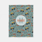 Boys Cool Hot Racing Car Pattern Monogram Kinder Fleece Deken (Voorkant)