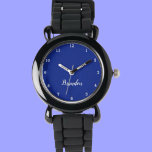 Boys Cool Modern Zwart Stijlvolle aangepaste naam  Horloge<br><div class="desc">Maak elk moment speciaal met onze Custom Kinder Naam Watch! Dit gepersonaliseerde uurwerk is perfect voor kinderen van alle leeftijden, met hun naam gedrukt moedig op het gezicht van het horloge. Verkrijgbaar in levendige kleuren en leuke design, dit horloge maakt het leren om de tijd zowel stijlvol als spannend te...</div>