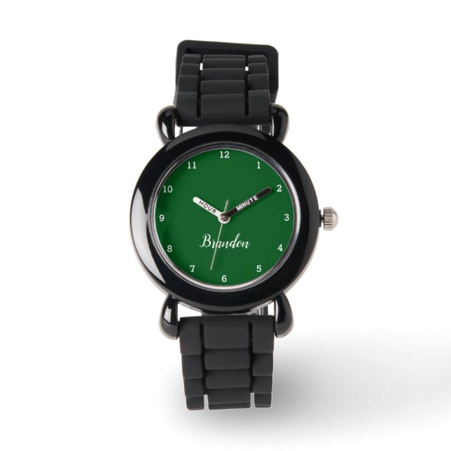 Boys Cool Modern Zwart Stijlvolle aangepaste naam  Horloge (Voorkant)