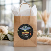 Boys Cool Neon Space Birthday Favor Ronde Sticker