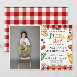 Boys Cool Schattige Pizza Verjaardagsfeest Kaart